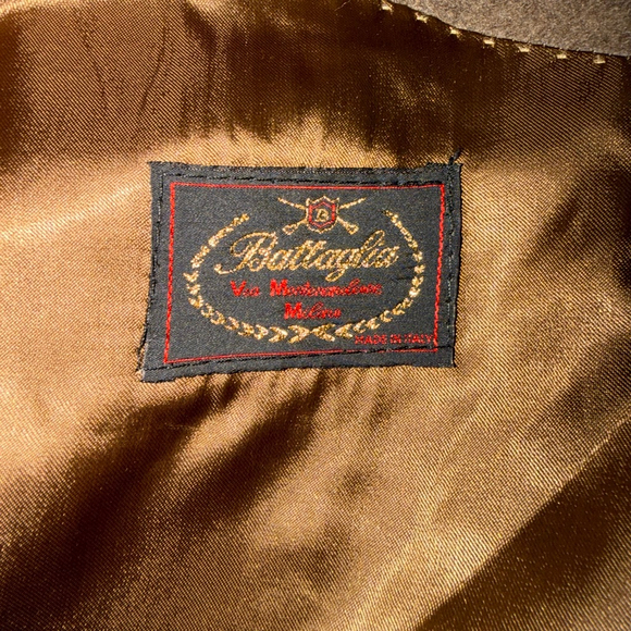 VTG Battaglia Italian Cashmere Wool Herringbone Trench Pea Overcoat 40R Mint - Picture 6 of 10